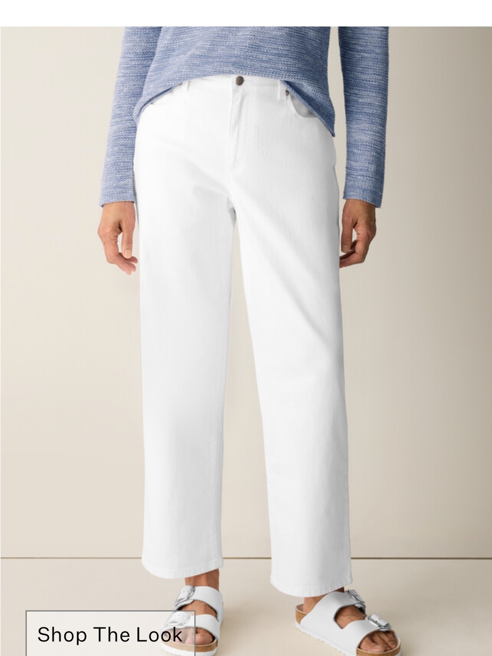 Eileen Fisher White Straight-Leg Jeans